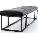 Beaumont Leather Bench, Rider Black - Furniture - Chairs - High Fashion Home