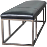 Beaumont Leather Bench, Rider Black - Furniture - Chairs - High Fashion Home