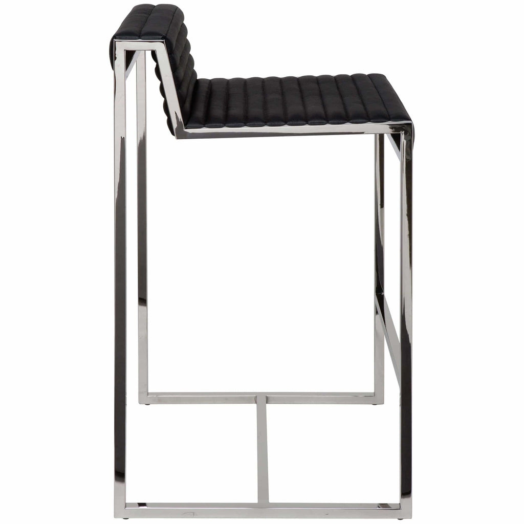 Zola Leather Bar Stool, Black High Fashion Home
