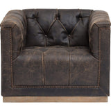 Maxx Leather Swivel Chair, Destroyed Black - Modern Furniture - Accent Chairs - High Fashion Home