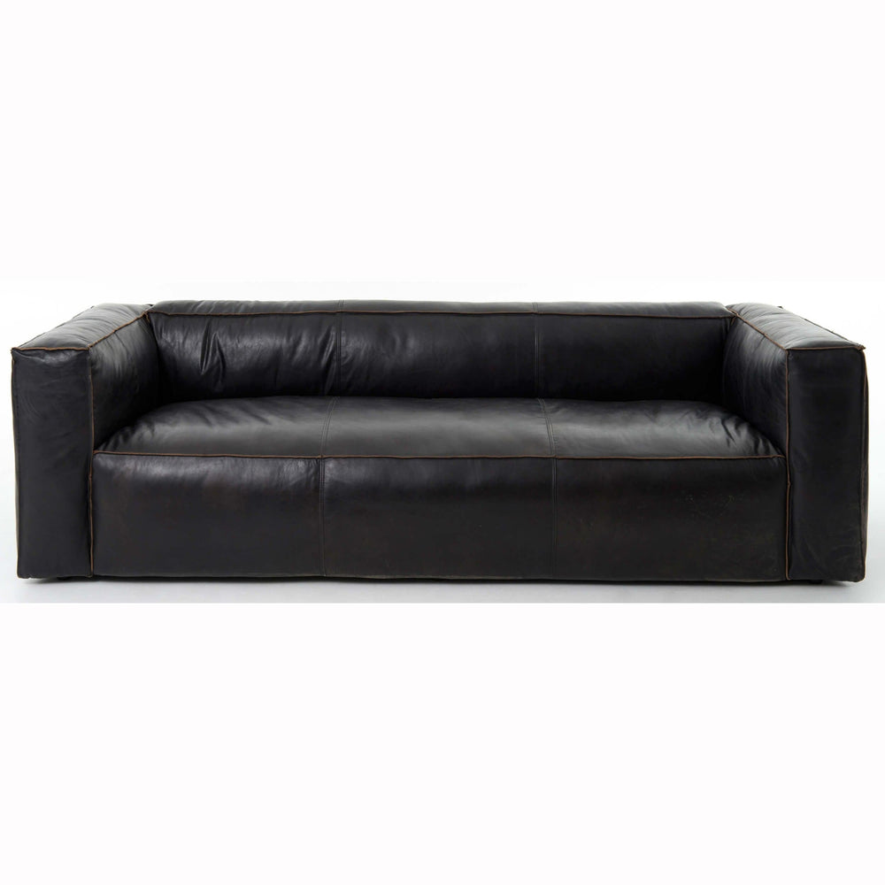 ***NLA***Nolita Reverse Stitch Leather Sofa, Rider Black - Modern Furniture - Sofas - High Fashion Home