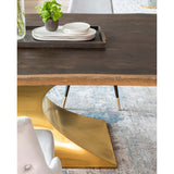 Praetorian Dining Table, Seared Oak/Brushed Gold Base - Modern Furniture - Dining Table - High Fashion Home