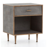 Shagreen Bedside Table, Antique Brass - Furniture - Accent Tables - High Fashion Home