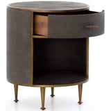 Shagreen Round Nightstand, Antique Brass - Furniture - Bedroom - High Fashion Home