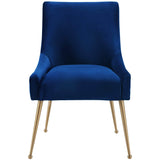 Beatrix Side Chair, Navy/Brushed Gold Base - - High Fashion Home
