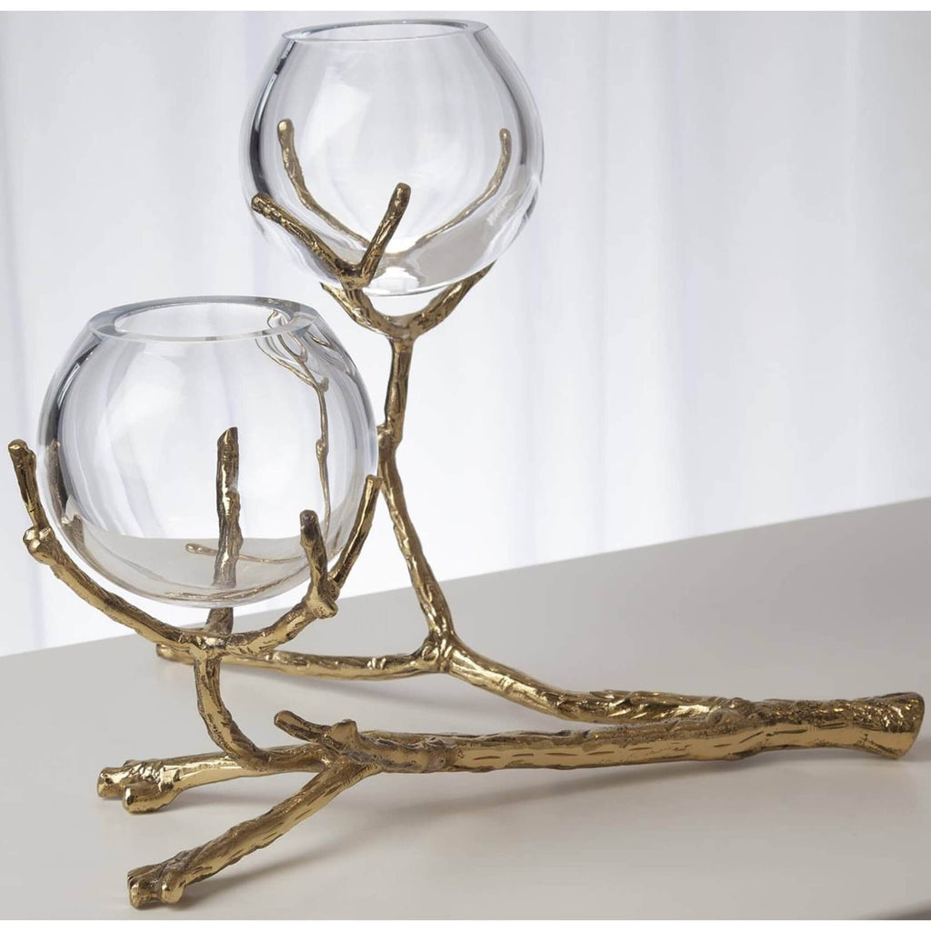 Twig 2 Vase Holder, Brass High Fashion Home