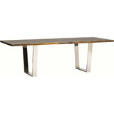 Versailles Dining Table, Seared Oak/Polished Stainless Base - Modern Furniture - Dining Table - High Fashion Home