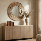Hiram Round Mirror, Natural