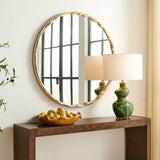 Crinkle Round Mirror, Champagne Leaf