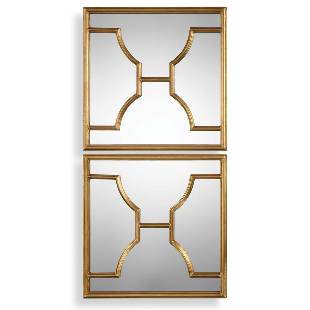 Misa Square Mirrors, Antiqued Gold Leaf, Set of 2