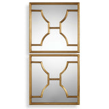 Misa Square Mirrors, Antiqued Gold Leaf, Set of 2