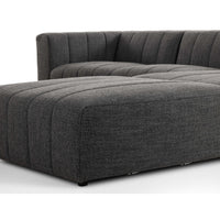 Langham Channeled 3 Piece Right Chaise Sectional w/Ottoman, Saxon Charcoal-Furniture - Sofas-High Fashion Home