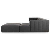 Langham Channeled 3 Piece Right Chaise Sectional w/Ottoman, Saxon Charcoal-Furniture - Sofas-High Fashion Home
