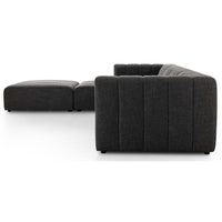 Langham Channeled 4 Piece Left Chaise Sectional w/Ottoman, Saxon Charcoal-Furniture - Sofas-High Fashion Home