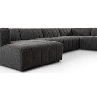 Langham Channeled 6 Piece Sectional w/Left Arm Chaise, Saxon Charcoal