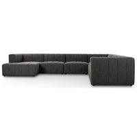 Langham Channeled 6 Piece Sectional w/Left Arm Chaise, Saxon Charcoal