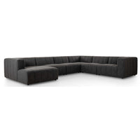 Langham Channeled 6 Piece Sectional w/Left Arm Chaise, Saxon Charcoal