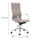 Glider High Back Office Chair, Taupe-Furniture - Office-High Fashion Home