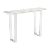 Atlas Console Table, White/Silver-Furniture - Accent Tables-High Fashion Home