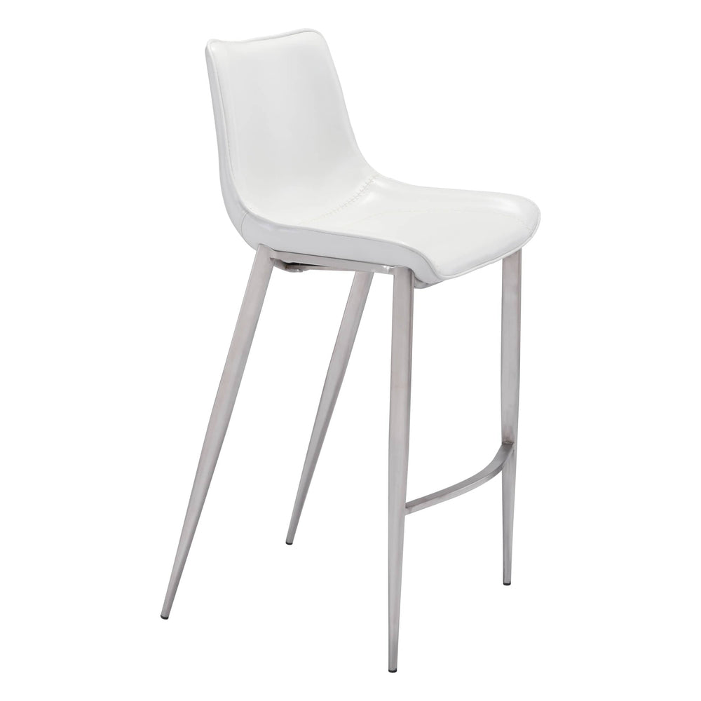 Magnus Bar Stool, White Legs by Zuo