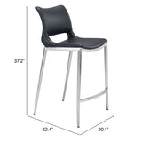 Ace Counter Stool, Black, Set of 2-Furniture-High Fashion Home