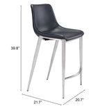 Magnus Counter Stool, Black, Set of 2-Furniture-High Fashion Home