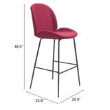 Miles Bar Stool, Red-Furniture-High Fashion Home