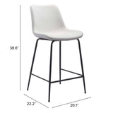 Byron Counter Stool, White-Furniture-High Fashion Home