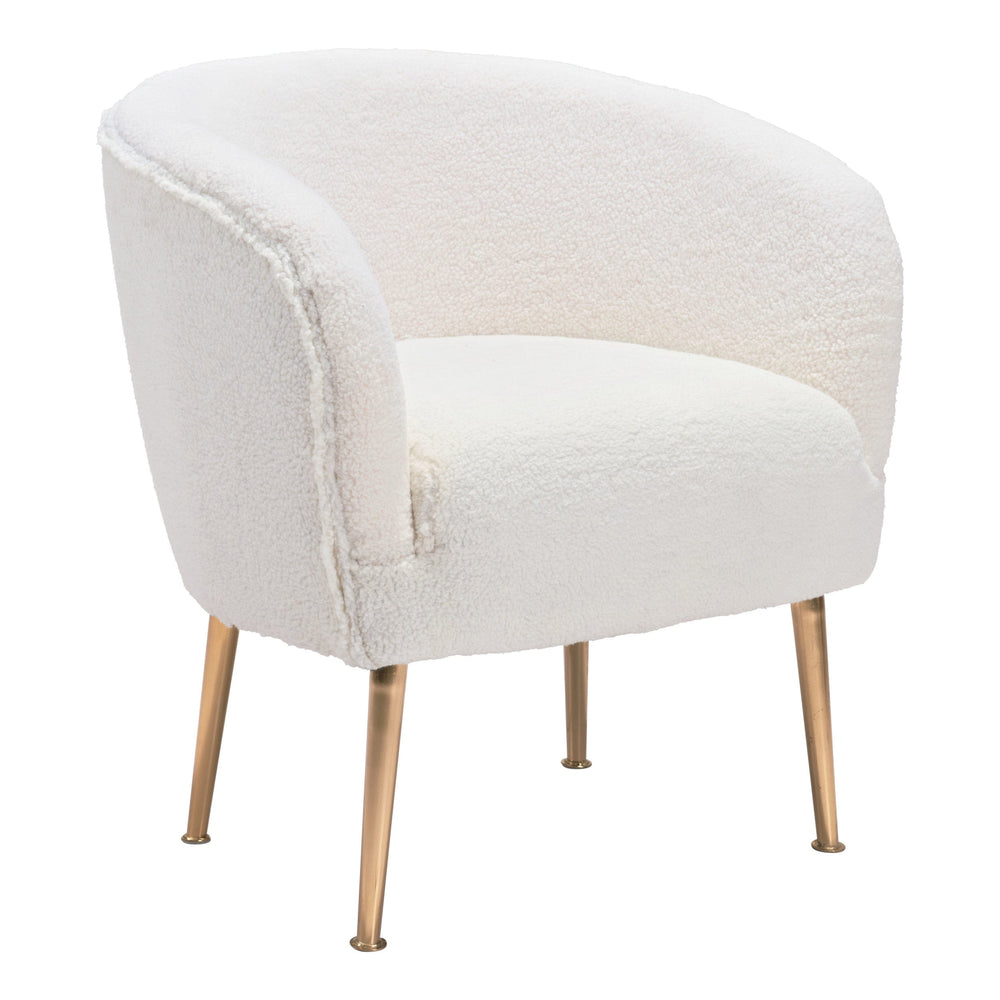 Sherpa Chair, Beige & Gold-Furniture - Chair-High Fashion Home