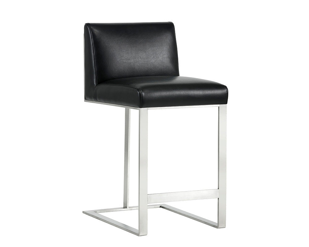 Dean Counter Stool, Stainless Steel/Cantina Black-Furniture - Dining-High Fashion Home