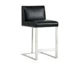 Dean Counter Stool, Stainless Steel/Cantina Black-Furniture - Dining-High Fashion Home
