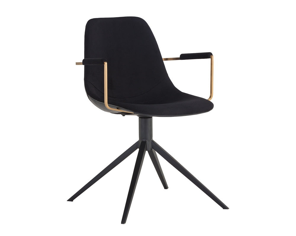 Cassius Swivel Dining Armchair, Abbington Black/Bravo Black, Set of 2-Furniture - Dining-High Fashion Home