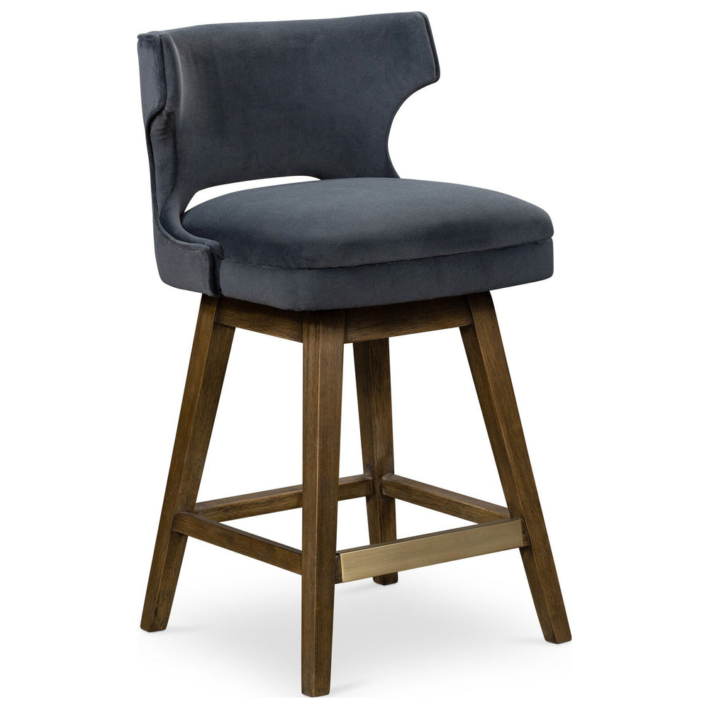 Task Swivel Counter Stool, Modern Velvet Shadow by Four Hands — PRM_1