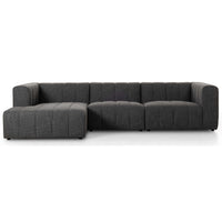 Langham Channeled 3 Piece Left Chaise Sectional, Saxon Charcoal-Furniture - Sofas-High Fashion Home