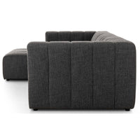 Langham Channeled 3 Piece Left Chaise Sectional, Saxon Charcoal-Furniture - Sofas-High Fashion Home
