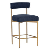 Seneca Counter Stool, Arena Navy/Antique Brass-Furniture - Dining-High Fashion Home
