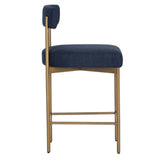 Seneca Counter Stool, Arena Navy/Antique Brass-Furniture - Dining-High Fashion Home