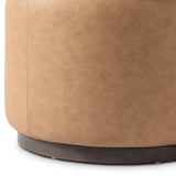 Sinclair Leather Round Ottoman, Maestro Camel by Four Hands