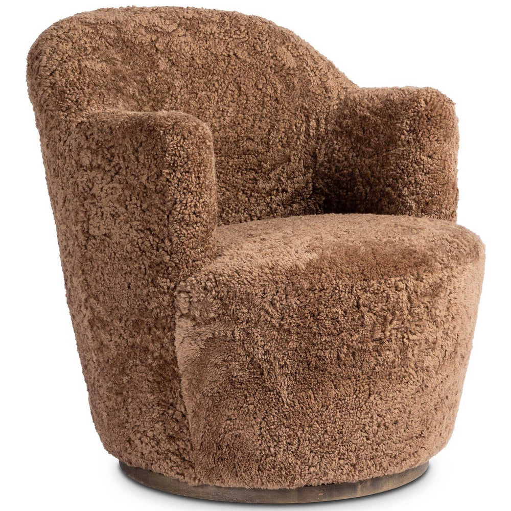 Aurora Swivel Chair, Amber Shearling by Four Hands-Furniture - Chairs-High Fashion Home