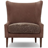 Marlow Leather Wing Chair, Taupe Shearling/Palermo Cigar by Four Hands