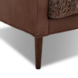 Marlow Leather Wing Chair, Taupe Shearling/Palermo Cigar by Four Hands
