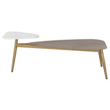 Tuner Triangular Coffee Table, Antique Brass-Furniture - Accent Tables-High Fashion Home