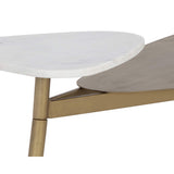 Tuner Triangular Coffee Table, Antique Brass-Furniture - Accent Tables-High Fashion Home