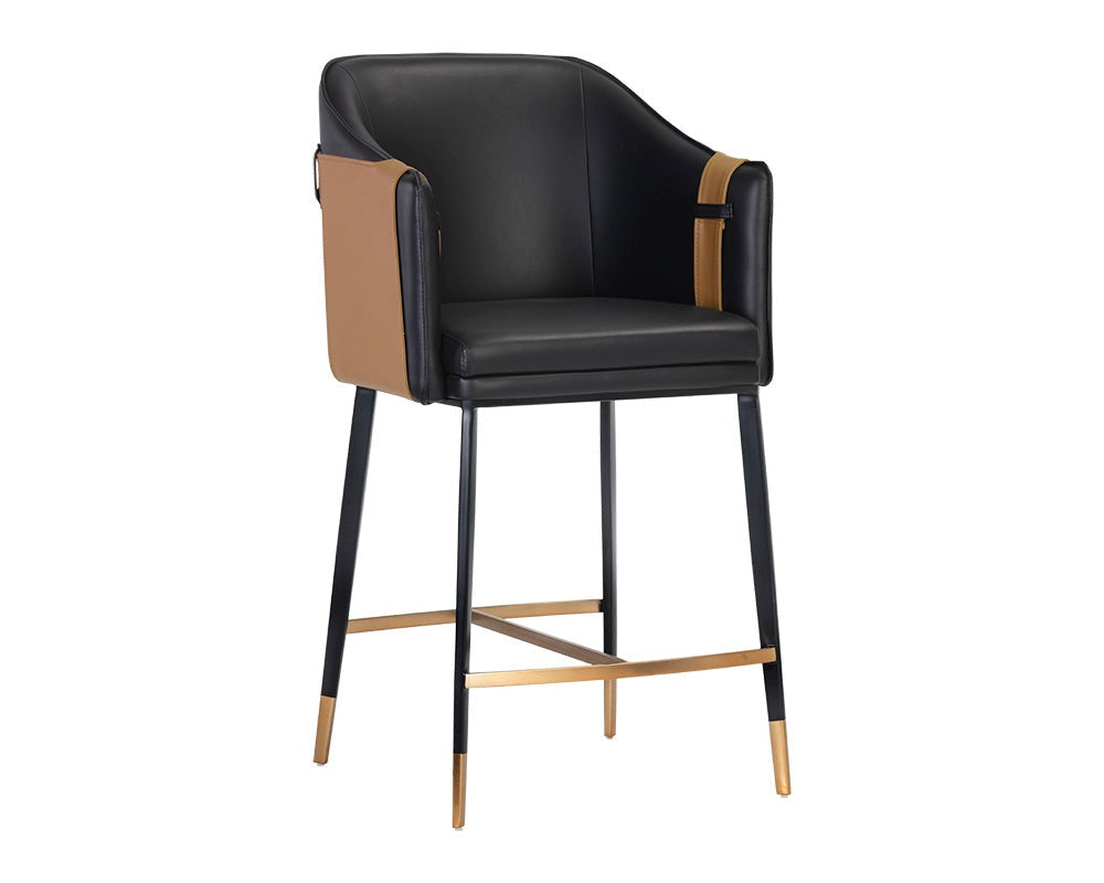 Carter Bar & Counter Stool, Napa Black/Napa Cognac-Furniture - Dining-High Fashion Home