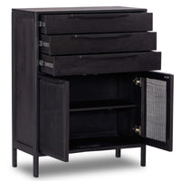 Sydney Tall Dresser, Black Wash w/Black Cane