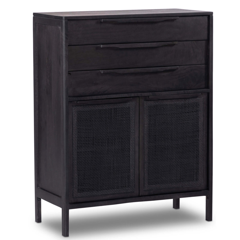Sydney Tall Dresser, Black Wash w/Black Cane-Furniture - Storage-High Fashion Home