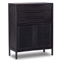 Sydney Tall Dresser, Black Wash w/Black Cane