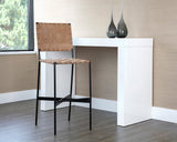 Omari Leather Barstool, Suede Light Tan-Furniture - Dining-High Fashion Home