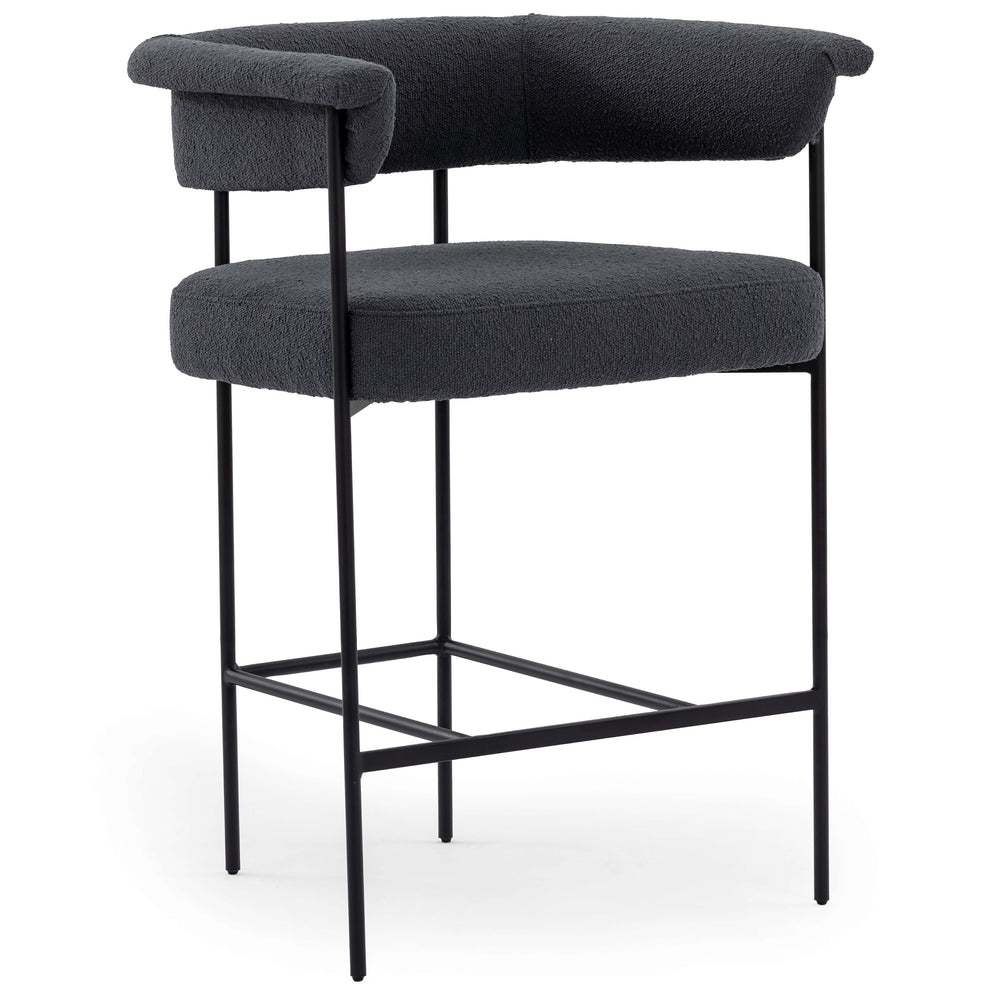 Carrie Counter Stool, Boucle Slate-Furniture - Dining-High Fashion Home