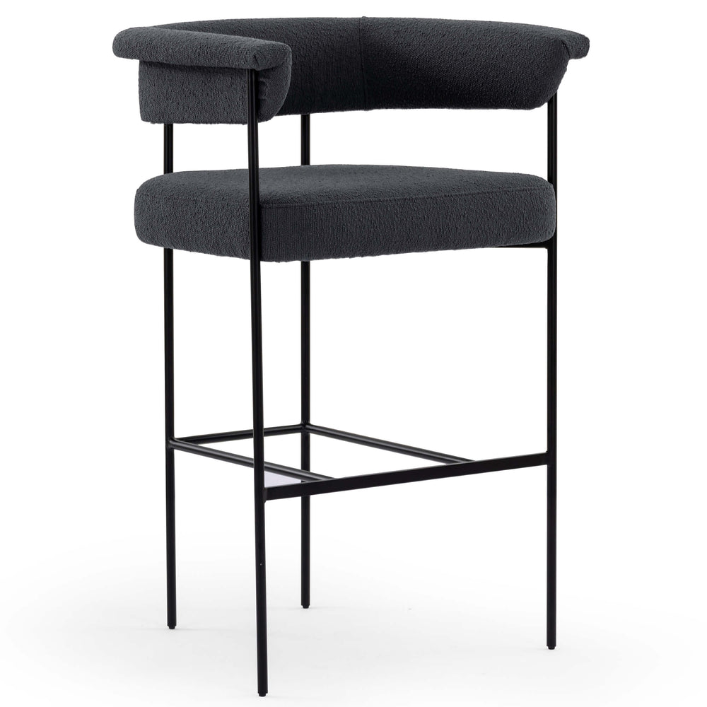 Carrie Bar Stool, Boucle Slate-Furniture - Dining-High Fashion Home